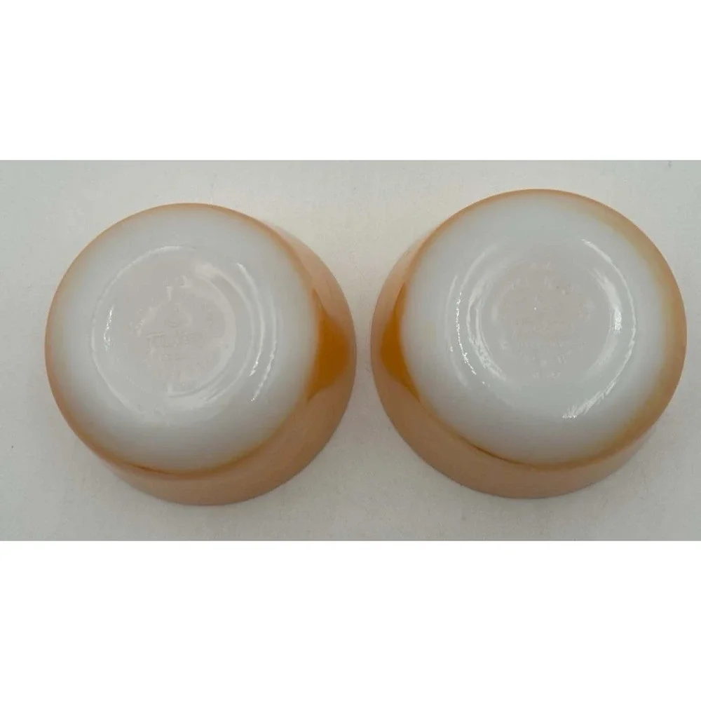 Vintage Fire-King Peach Lustre Custard Cups Set of 2 Anchor Hocking USA